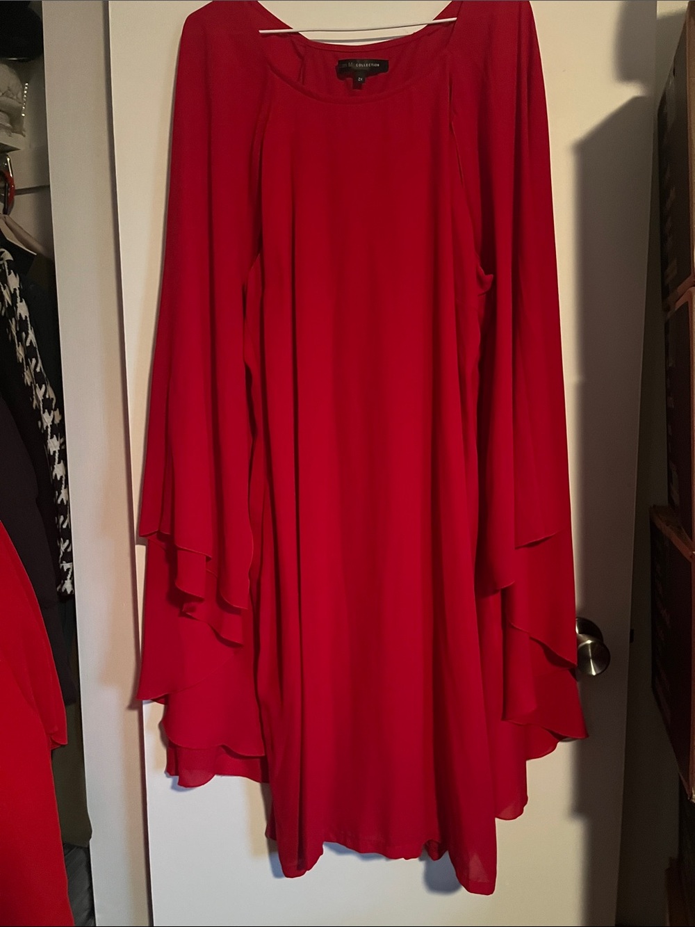 Tahari ASL Red High-Low Chiffon Dress
